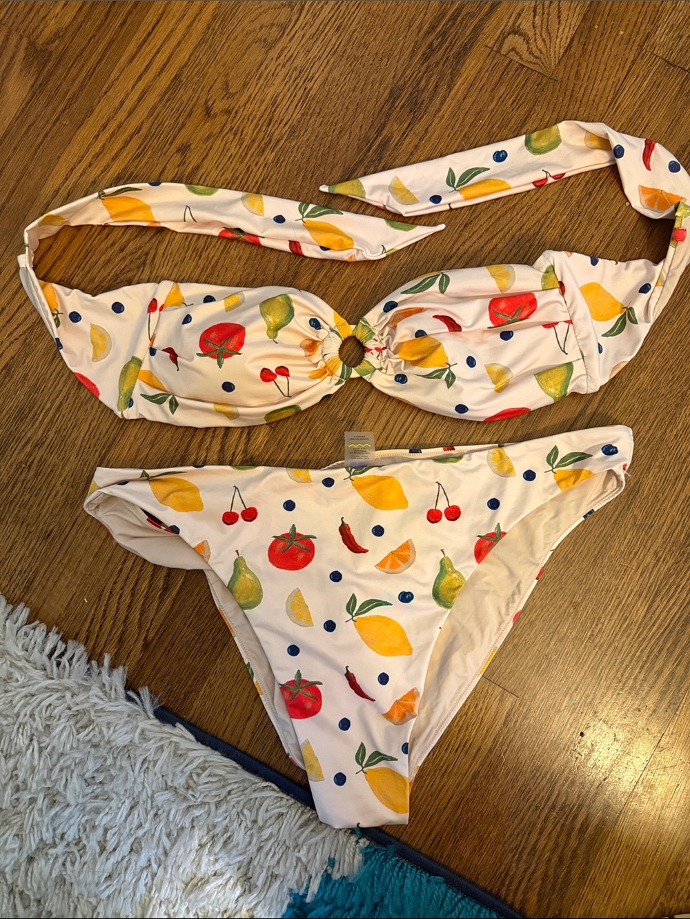 Kitty and Vibe discontinued Fruit Print White Bikini bottom— 1X2 (bigger booty)